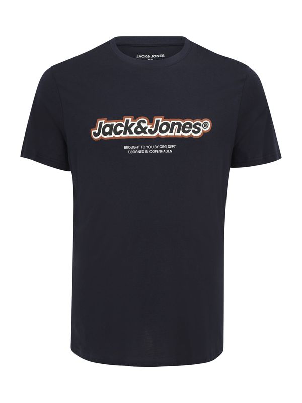Jack & Jones Plus Jack & Jones Plus Majica 'JORVESTERBRO NEWTON'  marine / rjava / črna / bela