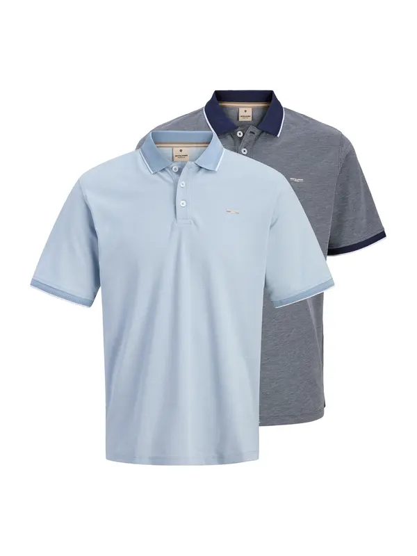 Jack & Jones Plus Jack & Jones Plus Majica 'JPRBLUALVES'  marine / svetlo modra / bela