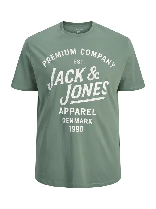 Jack & Jones Plus Jack & Jones Plus Majica 'JPRBLUZANE'  temno zelena / bela