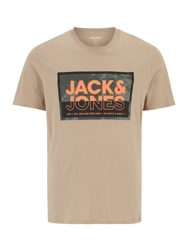 Jack & Jones Plus Jack & Jones Plus Majica 'LOGAN'  temno bež / zelena / oranžna / črna