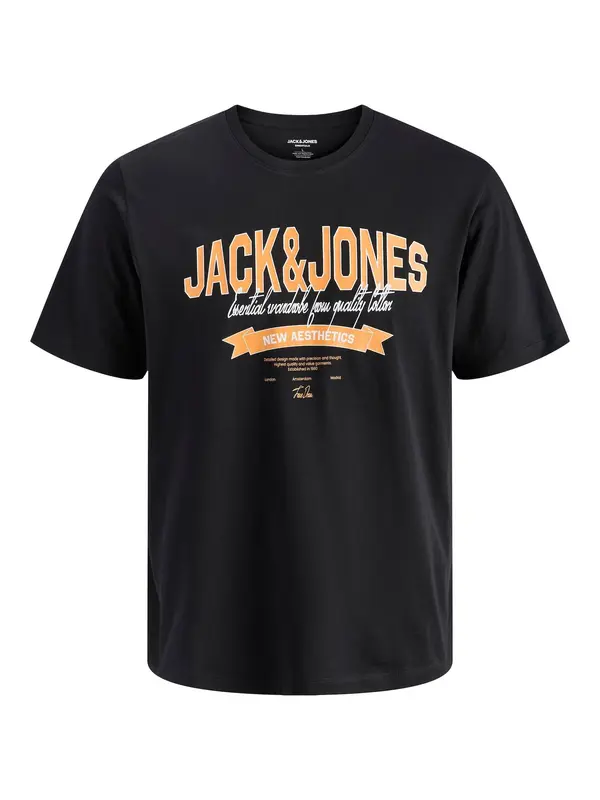 Jack & Jones Plus Jack & Jones Plus Majica  oranžna / črna / bela