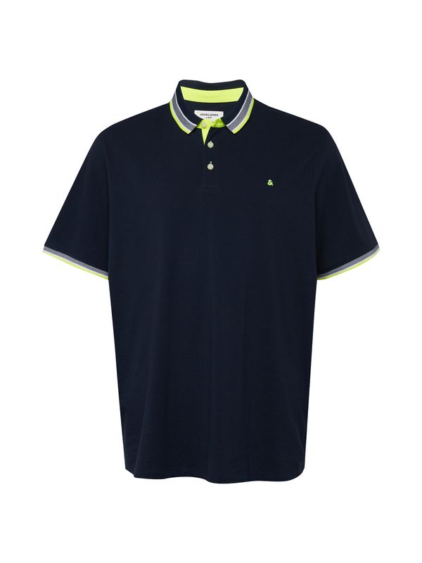 Jack & Jones Plus Jack & Jones Plus Majica 'Paulos'  marine / neonsko rumena / bela