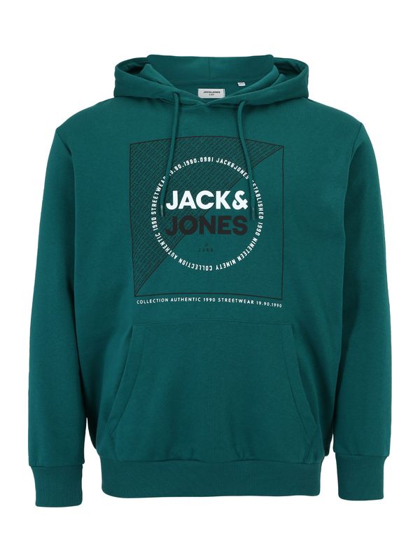 Jack & Jones Plus Jack & Jones Plus Majica 'RALF'  temno zelena / bela