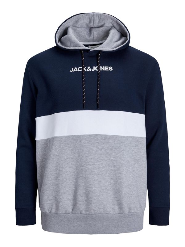 Jack & Jones Plus Jack & Jones Plus Majica 'Reid'  mornarska / siva / bela