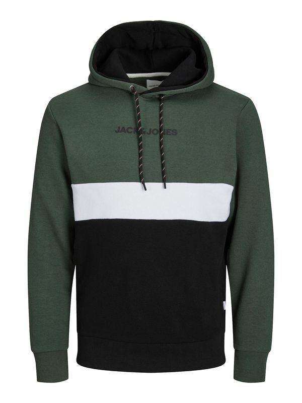 Jack & Jones Plus Jack & Jones Plus Majica 'Reid'  temno zelena / črna / bela