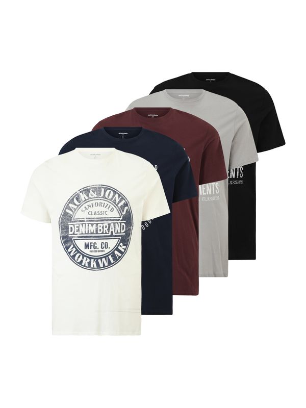 Jack & Jones Plus Jack & Jones Plus Majica  temno modra / siva / burgund / črna / bela