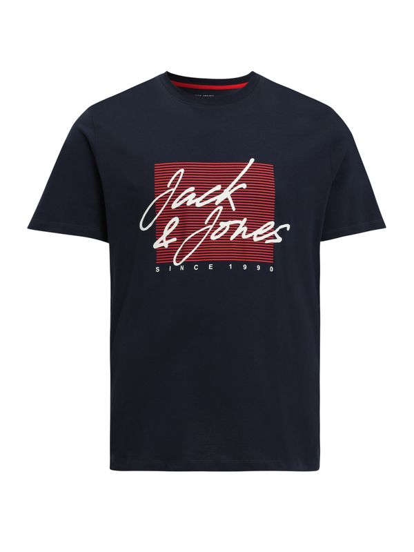 Jack & Jones Plus Jack & Jones Plus Majica 'ZURI'  mornarska / živo rdeča / bela