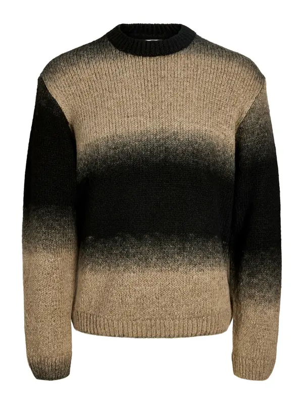 Jack & Jones Plus Jack & Jones Plus Pulover 'JCOFADE'  bež / kapučino / siva / črna
