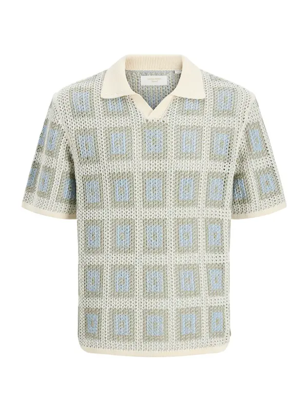 Jack & Jones Plus Jack & Jones Plus Pulover 'JORAIDEN'  kremna / temno bež / svetlo modra