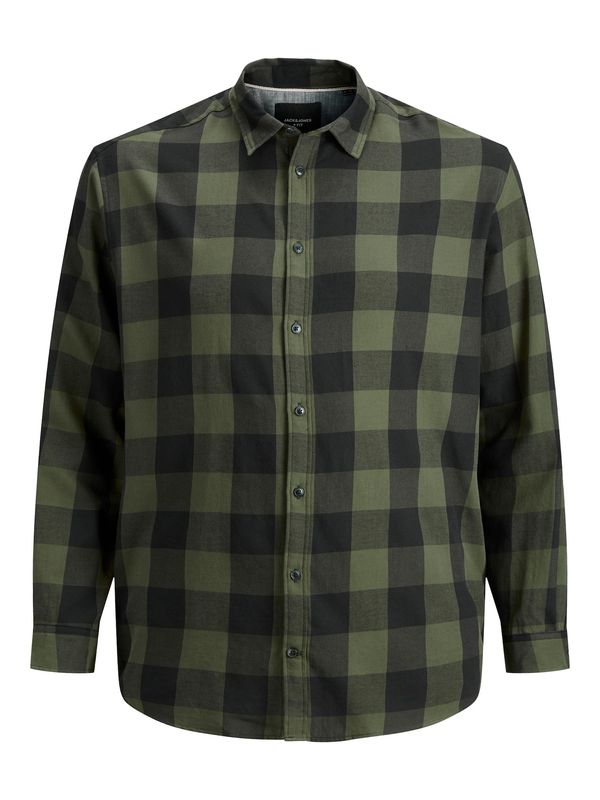 Jack & Jones Plus Jack & Jones Plus Srajca 'Gingham'  siva / temno zelena
