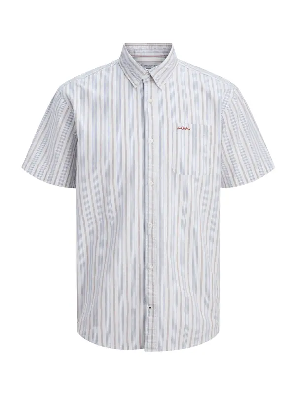 Jack & Jones Plus Jack & Jones Plus Srajca 'JJDevin'  svetlo modra / barva blata / bela