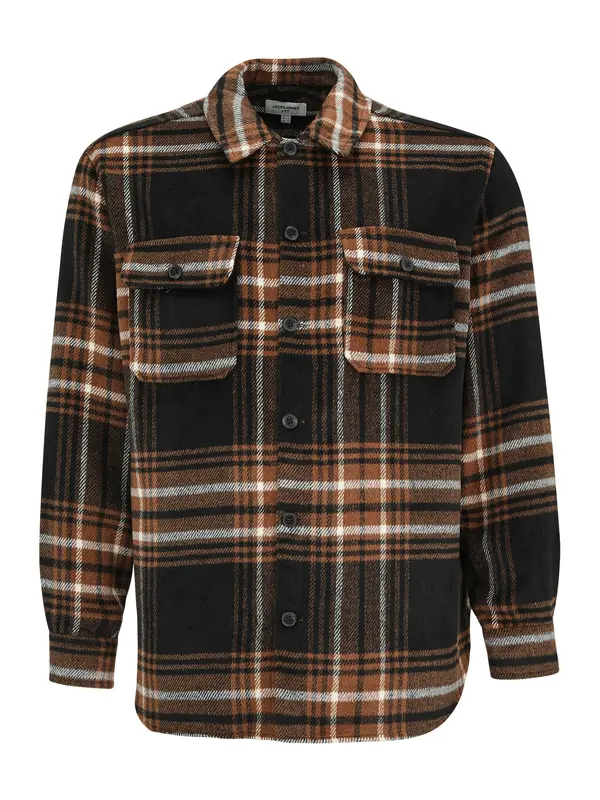 Jack & Jones Plus Jack & Jones Plus Srajca 'JJEBradley Ollie'  umbra / temno rjava / bela