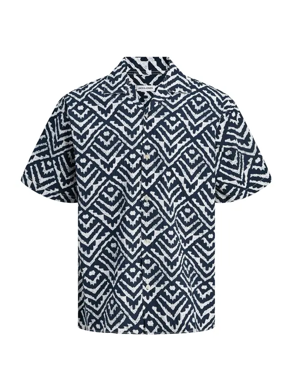 Jack & Jones Plus Jack & Jones Plus Srajca 'JJMILO'  nočno modra / bela