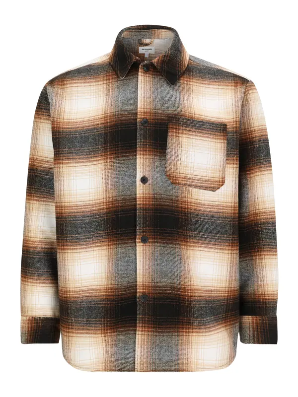Jack & Jones Plus Jack & Jones Plus Srajca 'JJZAC'  rjava / svetlo rjava / bela