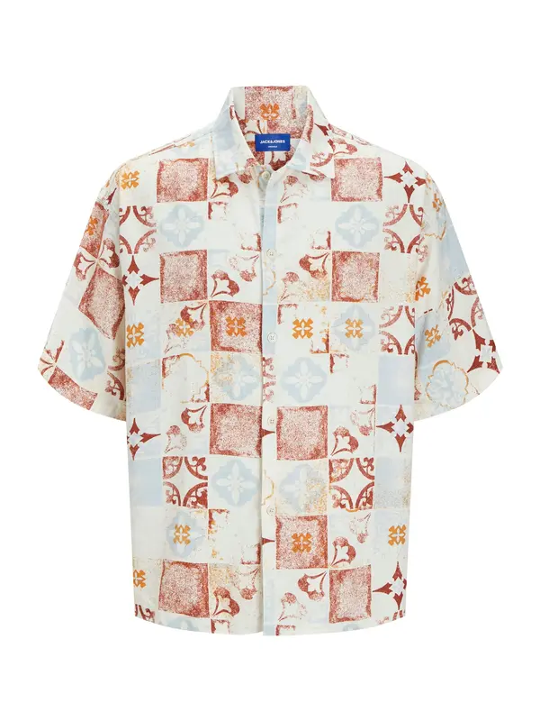 Jack & Jones Plus Jack & Jones Plus Srajca 'JORHYDRA'  svetlo modra / rjasto rjava / oranžna / bela