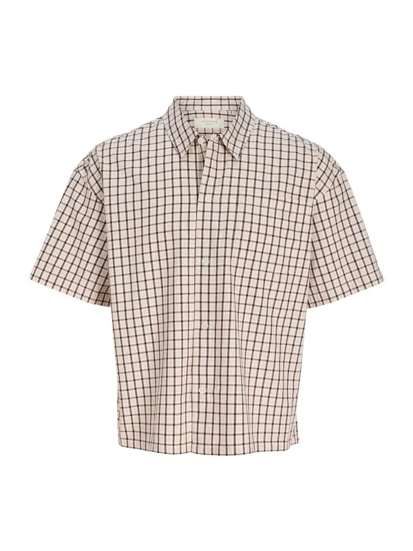 Jack & Jones Plus Jack & Jones Plus Srajca 'JORSavona Austin'  temno rjava / pastelno oranžna / karminsko rdeča / off-bela