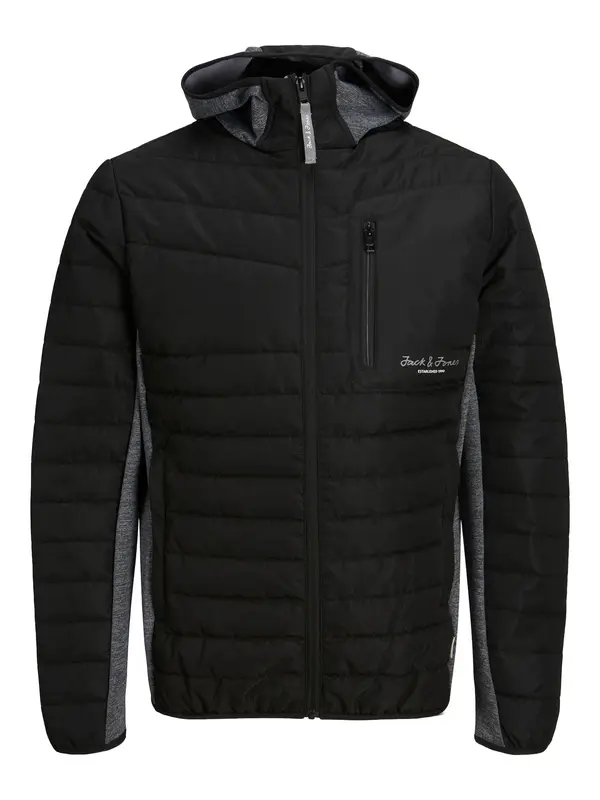 JACK & JONES JACK & JONES Prehodna jakna 'Berg'  pegasto siva / črna / bela