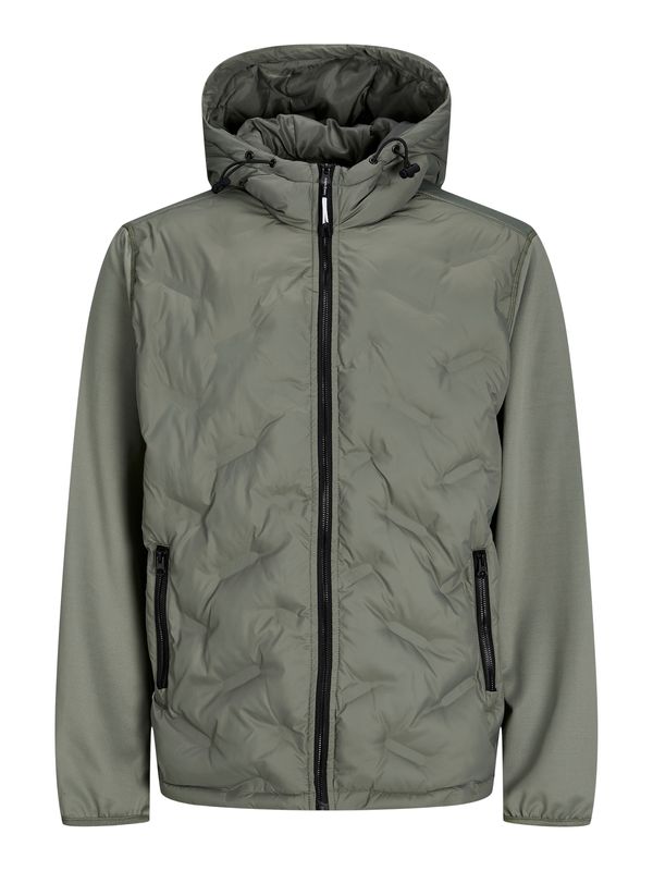 JACK & JONES JACK & JONES Prehodna jakna 'Hybrid'  zelena / črna / bela