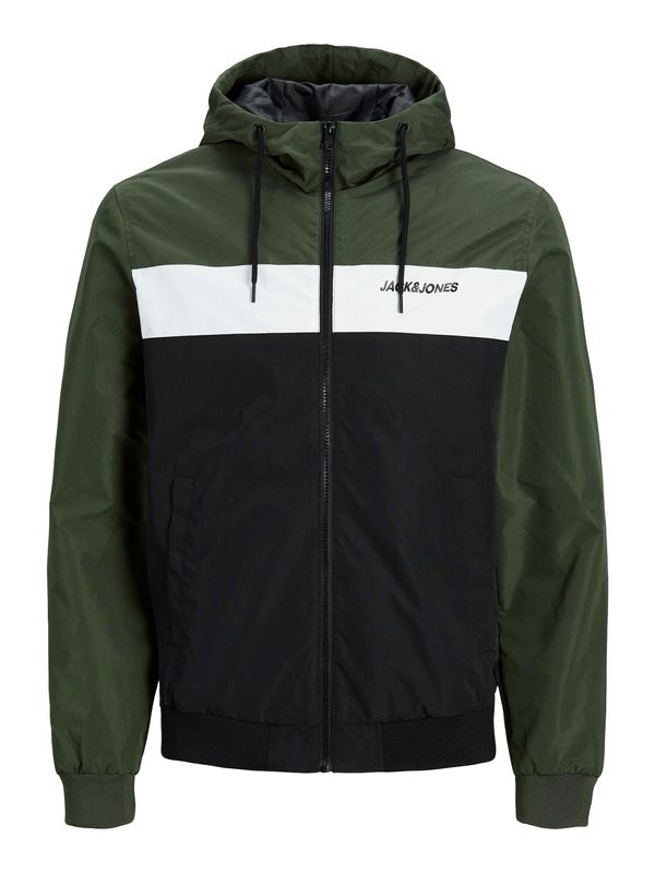 JACK & JONES JACK & JONES Prehodna jakna 'Rush'  temno zelena / črna / bela