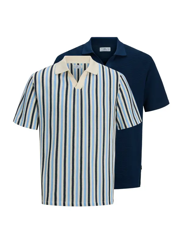 Jack & Jones Premium Jack & Jones Premium Majica 'JPRBLUHARRY'  mornarska / svetlo modra / off-bela