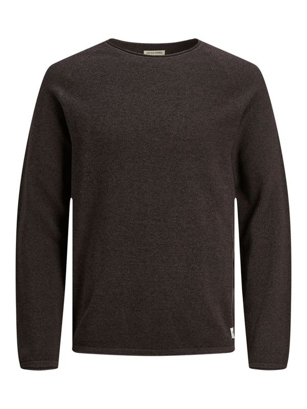 JACK & JONES JACK & JONES Pulover 'Hill'  temno rjava / bela