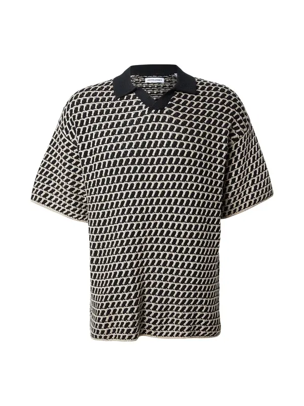 JACK & JONES JACK & JONES Pulover 'JJHUDSON'  ecru / črna
