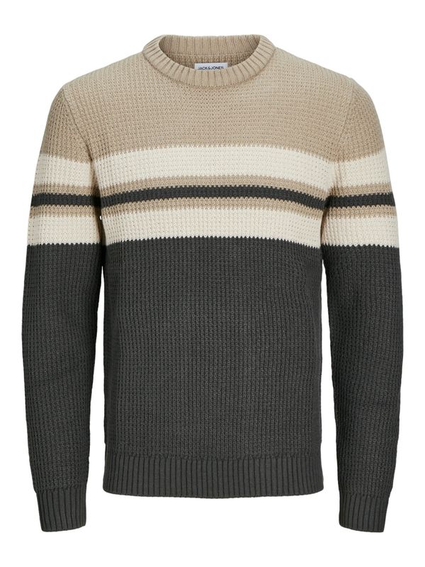 JACK & JONES JACK & JONES Pulover 'JJSANDER'  bež / svetlo bež / temno siva