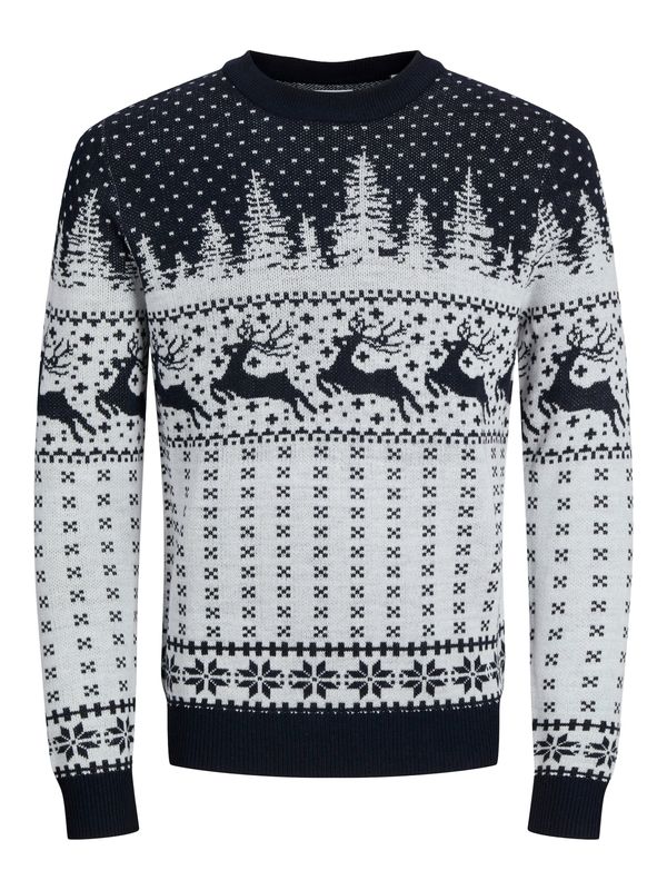 JACK & JONES JACK & JONES Pulover 'JJXmas Gabriel'  črna / bela