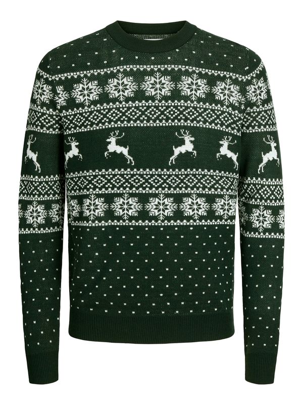 JACK & JONES JACK & JONES Pulover 'JJXmas Gabriel'  jelka / bela