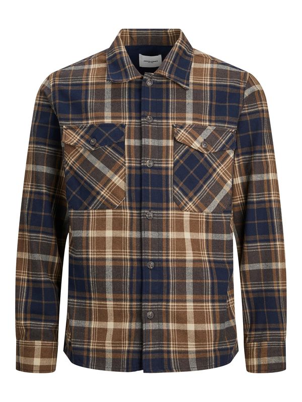 JACK & JONES JACK & JONES Srajca 'EEDDIE'  mornarska / rjava / bela