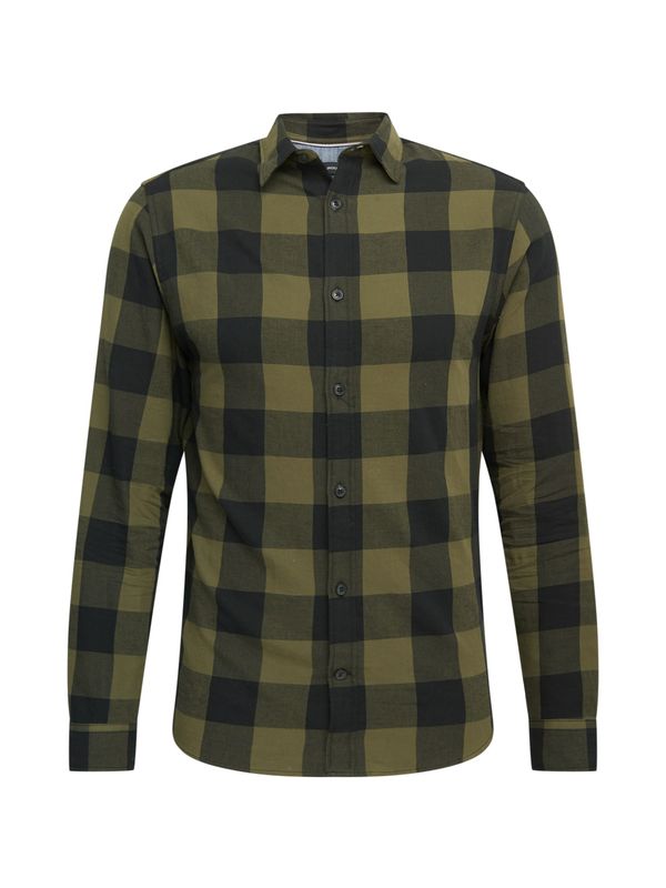 JACK & JONES JACK & JONES Srajca 'Gingham'  oliva / črna