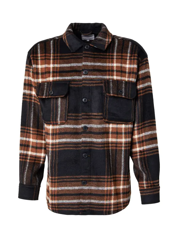 JACK & JONES JACK & JONES Srajca 'JJEBRADLEY OLLIE'  rjava / črna / bela