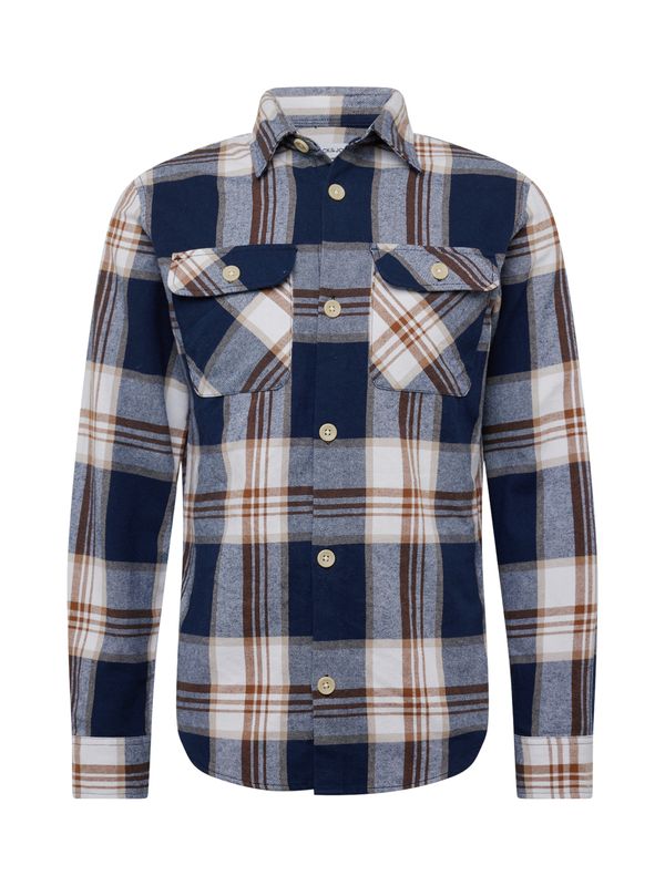 JACK & JONES JACK & JONES Srajca 'JJEDARREN'  mornarska / rjava / bela