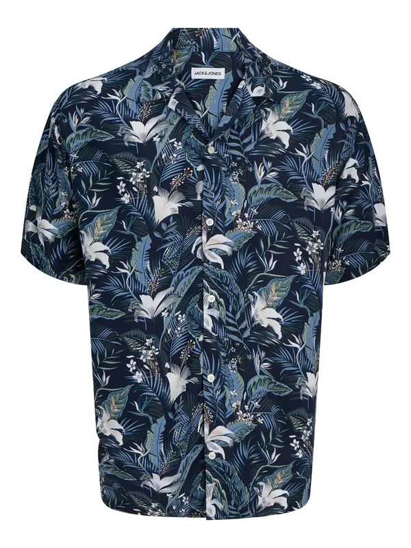 JACK & JONES JACK & JONES Srajca 'JJEJeff Tropical'  dimno modra / nočno modra / žad / bela