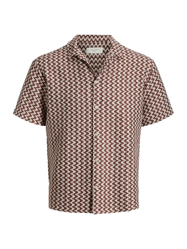 JACK & JONES JACK & JONES Srajca 'JORMONTAUK'  vinsko rdeča / bela