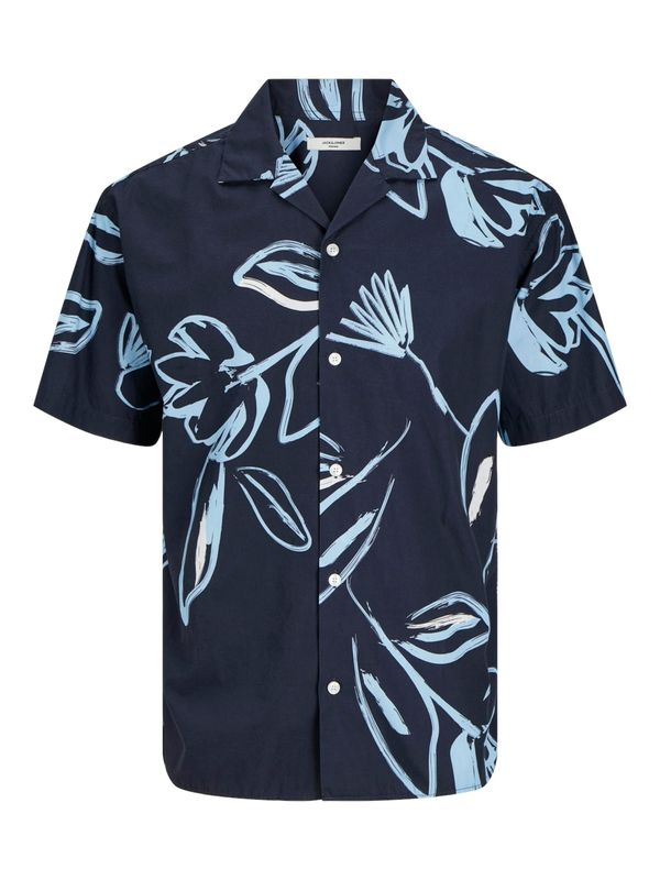 JACK & JONES JACK & JONES Srajca 'Palma Resort'  marine / golobje modra / bela