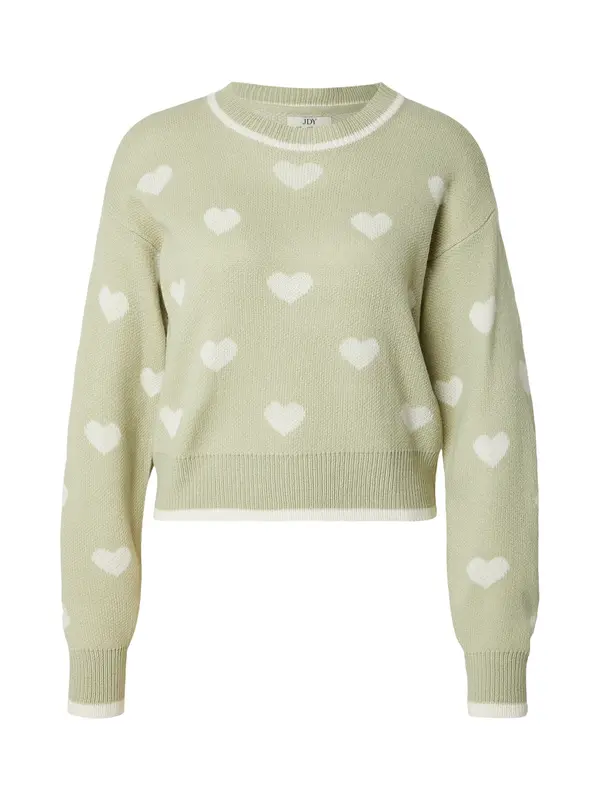 JDY JDY Pulover 'JDYROMANCE'  pastelno zelena / bela
