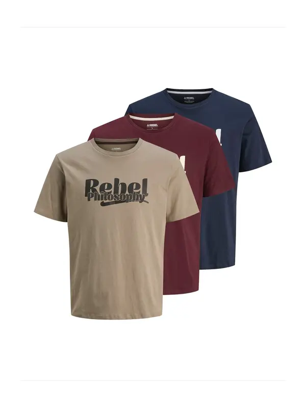 JJ Rebel JJ Rebel Majica 'JREBRAKIM'  temno modra / temno siva / karminsko rdeča / črna
