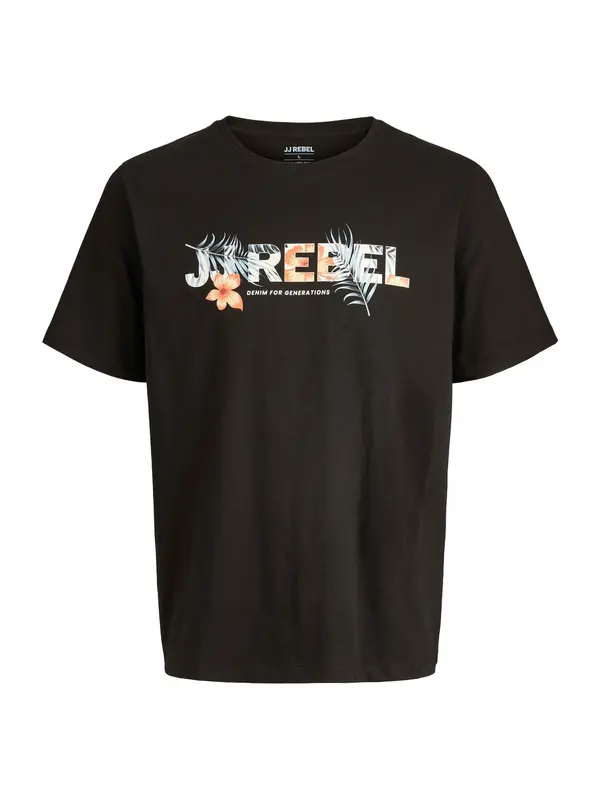 JJ Rebel JJ Rebel Majica 'JREBRUSSEL FLOWER'  golobje modra / marelica / črna / bela