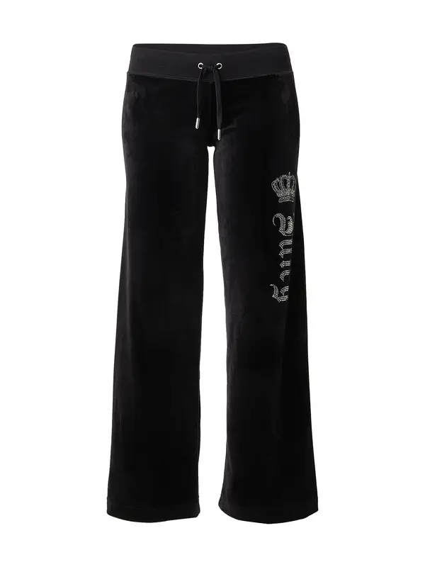 Juicy Couture Juicy Couture Hlače 'Gothic Crown'  črna / srebrna