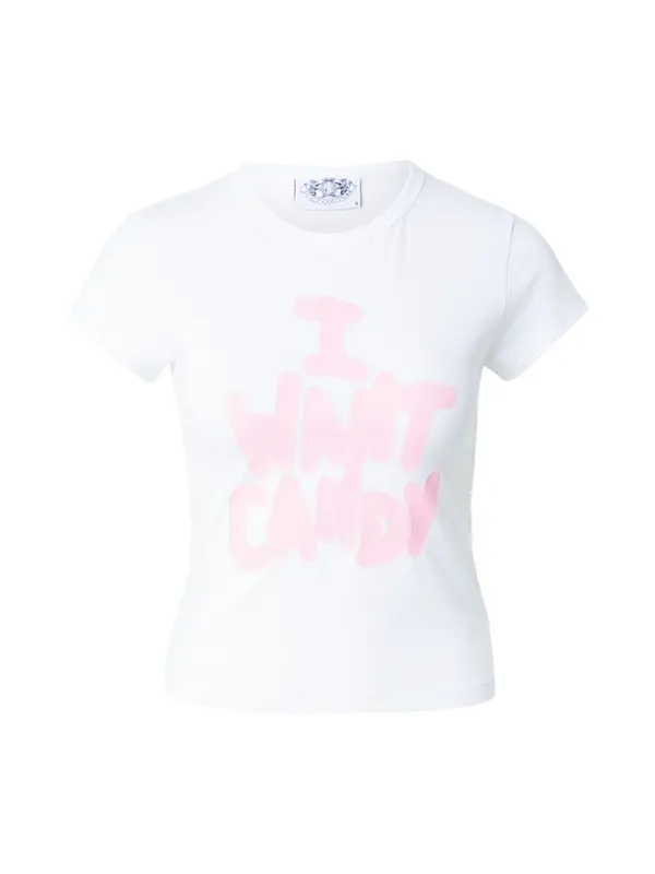 Juicy Couture Juicy Couture Majica 'I WANT CANDY'  roza / bela