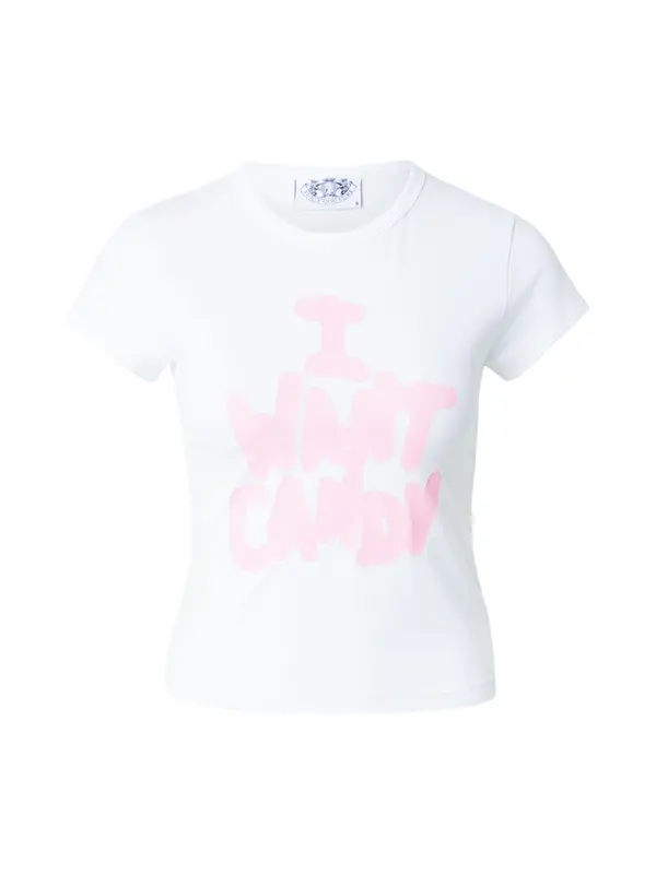 Juicy Couture Juicy Couture Majica 'I WANT CANDY'  roza / bela
