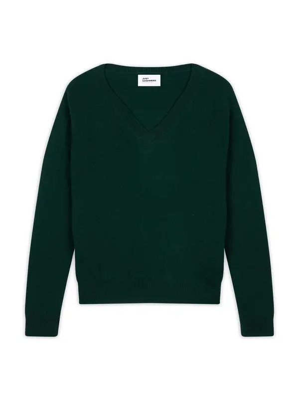 JUST CASHMERE JUST CASHMERE Pulover 'Nora'  temno zelena