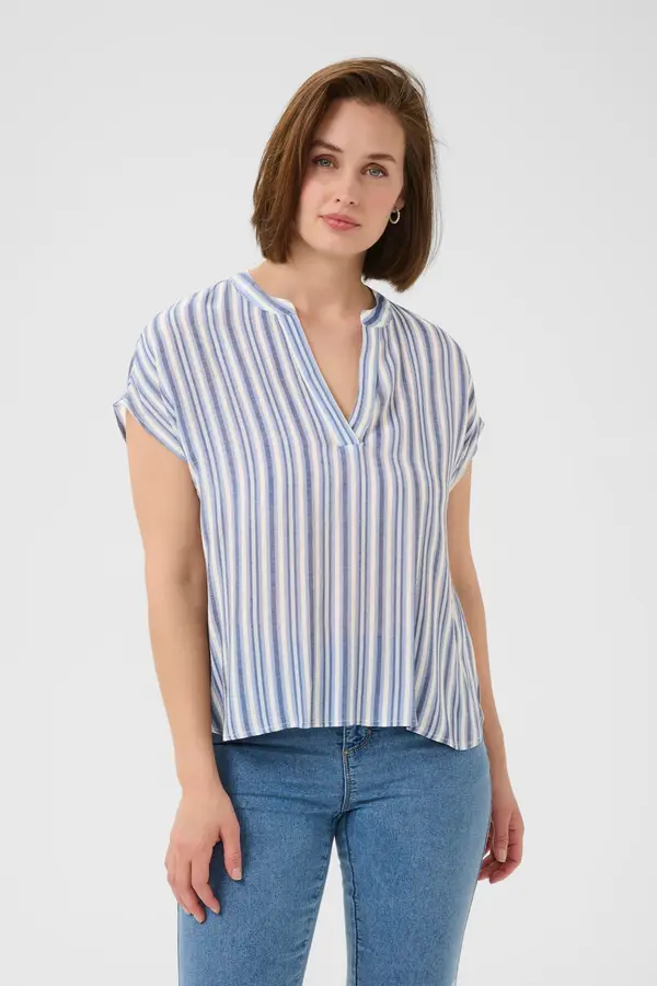 Kaffe Kaffe Bluza  marine / svetlo modra / off-bela
