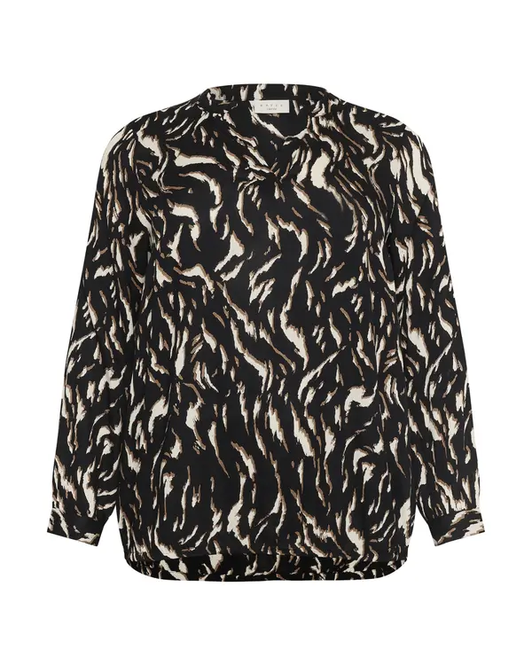 KAFFE CURVE KAFFE CURVE Bluza 'Diana'  ecru / karamel / črna