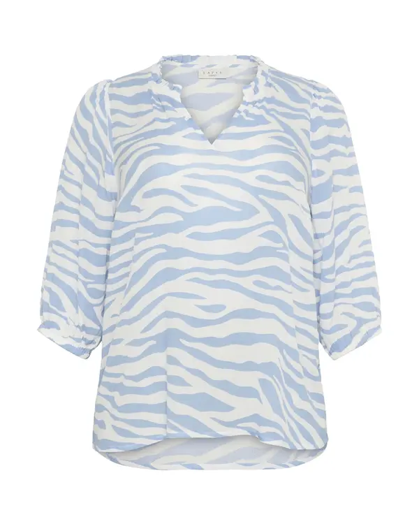 KAFFE CURVE KAFFE CURVE Bluza 'Edina'  svetlo modra / bela