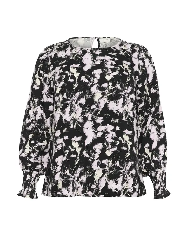 KAFFE CURVE KAFFE CURVE Bluza 'KC Lurana'  bež / majnica / črna