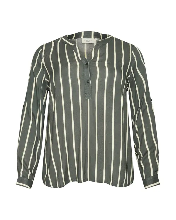 KAFFE CURVE KAFFE CURVE Bluza 'KC Sida'  kaki / bela