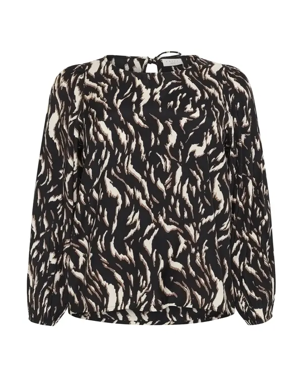 KAFFE CURVE KAFFE CURVE Bluza 'KCMilina'  svetlo rjava / črna / bela