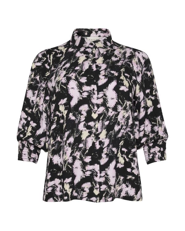 KAFFE CURVE KAFFE CURVE Bluza 'Lurana'  kremna / pastelno lila / črna